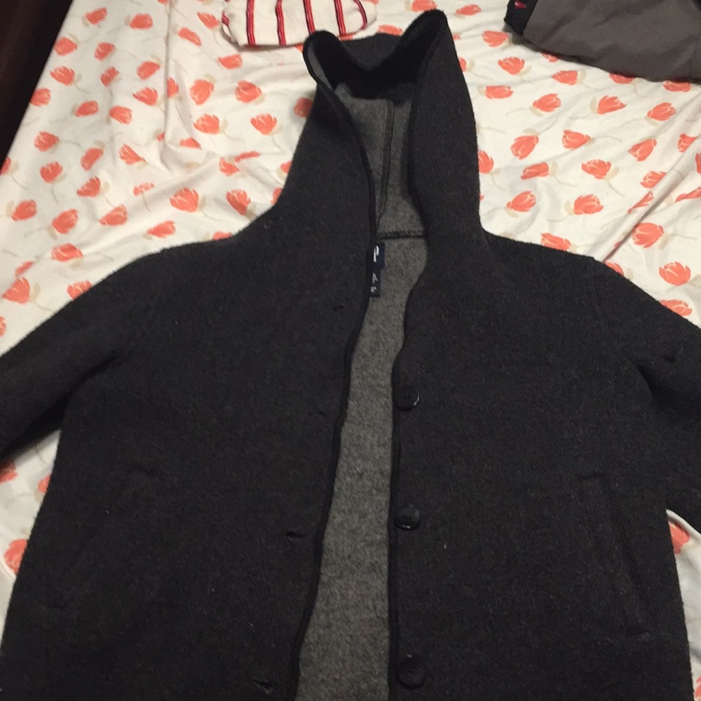 Grey Jacket W/ Hoodie , pockets and buttons
